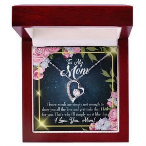 To Mom Words Not Enough Forever Necklace w Message Card